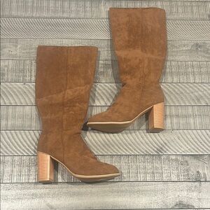 Brown Suede Knee-High Boots